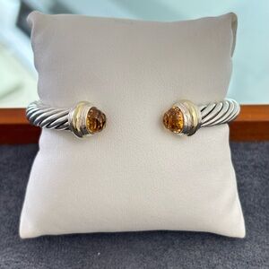 David Yurman 925 & 14k Gold 7mm Cable Bracelet with Citrine-Small